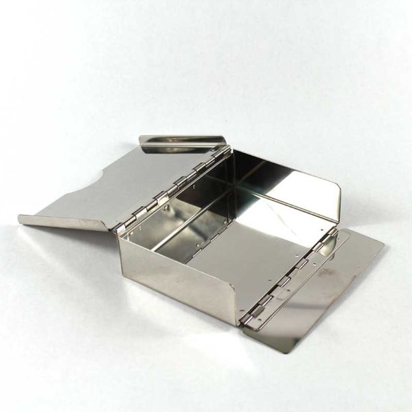 Stainless Steel Hinged at Top folding Sandwich Box (Made in England) 6” x 4 1/2" x 1 1/2